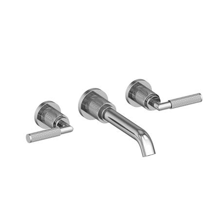 Newport Brass Kimbell 1.2 GPM Wall Mounted Widespread Bathroom Faucet with Lever Handles and Drain Assembly - Less Rough In Polished Chrome