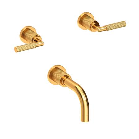 Newport Brass Kimbell Wall Mounted Tub Filler with 2 Lever Handles - Less Rough In Aged Brass
