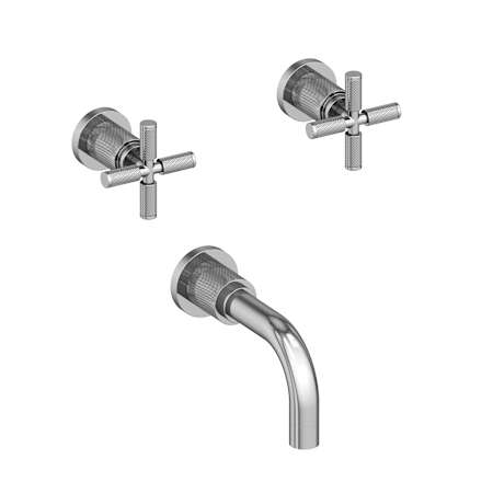 Newport Brass Kimbell Wall Mounted Tub Filler with 2 Cross Handles - Less Rough In Polished Chrome