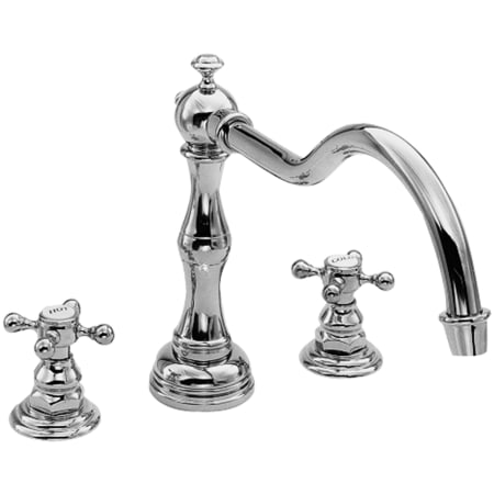 Newport Brass Chesterfield Double Handle Deck Mounted Roman Tub Filler with Metal Cross Handles Polished Chrome