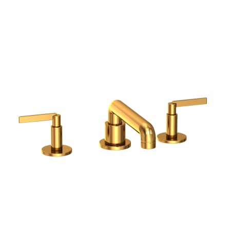 Newport Brass Tolmin 1.2 GPM Widespread Bathroom Faucet with Lever Handles and Angled Spout Aged Brass