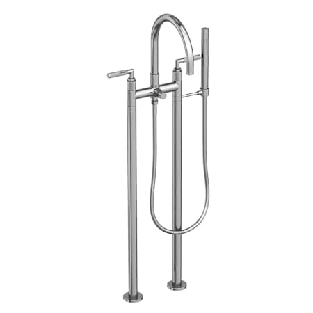 Newport Brass Kimbell Floor Mounted Tub Filler with Lever Handles Integrated Diverter and Hand Shower - Less Rough In Polished Chrome