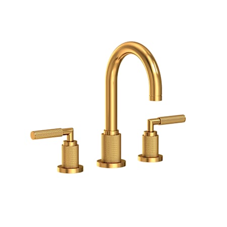 Newport Brass Kimbell 1.2 GPM Widespread Bathroom Faucet with Lever Handles and Push Pop-Up Drain Assembly Aged Brass