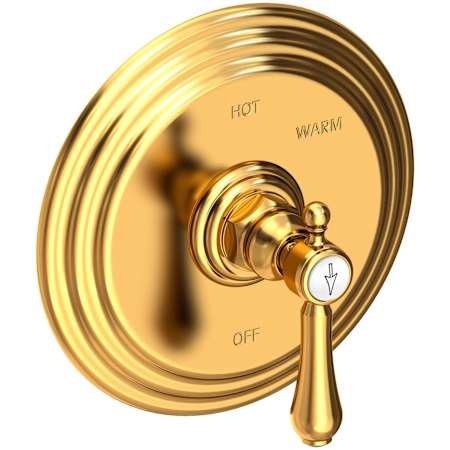 Newport Brass Chesterfield Collection Single Handle Round Pressure Balanced Shower Trim Plate Only with Metal Lever Handle Aged Brass