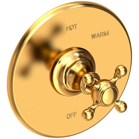 Newport Brass Victoria Collection Single Handle Round Pressure Balanced Shower Trim Plate Only with Metal Cross Handle Aged Brass