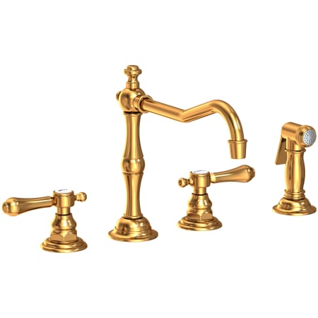 Newport Brass Chesterfield 1.8 GPM Widespread Kitchen Faucet - Includes Side Spray Aged Brass