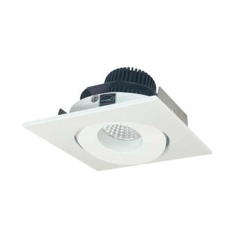 Nora Lighting Iolite 4" LED Square Recessed Trim - 4000K - 1000 Lumens - Round Aperture - Gimbal Matte Powder White
