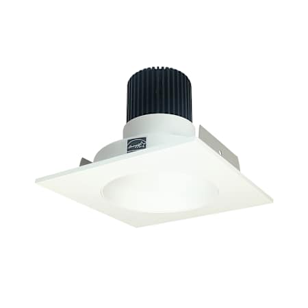 Nora Lighting Iolite 4" LED Square Recessed Trim - Comfort Dimming - Round Aperture Matte Powder White / Matte Powder White