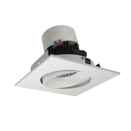 Nora Lighting Pearl 4" LED Square Recessed Trim - 2700K - 1000 Lumens - Round Aperture - Cone Reflector Matte Powder White / Matte Powder White