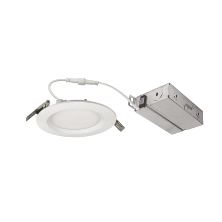 Nora Lighting 4 Inch E-Series FLIN Round LED Downlight Selectable 5 CCT Matte Powder White