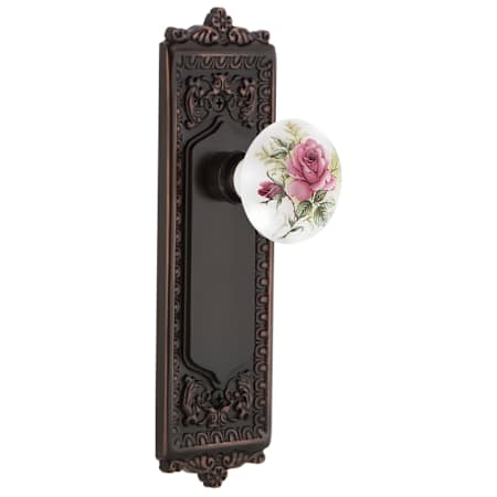 Nostalgic Warehouse Rose Porcelain Solid Brass Single Dummy Door Knob with Egg and Dart Rose Timeless Bronze