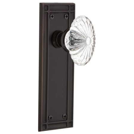 Nostalgic Warehouse Oval Fluted Crystal Solid Brass Single Dummy Door Knob with Mission Rose Timeless Bronze