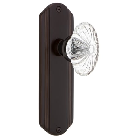 Nostalgic Warehouse Vintage Farmhouse Oval Fluted Crystal Flower Dummy Door Knob Set with Art Deco Plate Timeless Bronze