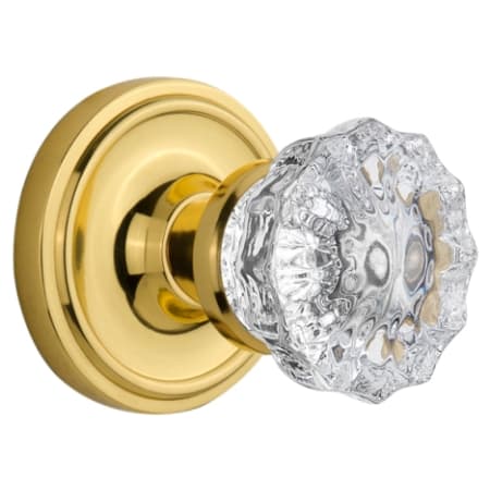 Nostalgic Warehouse Vintage Crystal Knob with Solid Brass Privacy Door Knob Set with Classic Rose Plate and 2-3/8" Backset Polished Brass