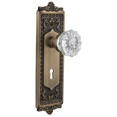 Nostalgic Warehouse Victorian Crystal Single Dummy Door Knob with Solid Brass Egg and Dart Plate and Keyhole Antique Brass