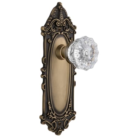 Nostalgic Warehouse Crystal Solid Brass Dummy Door Knob Set with Victorian Rose Antique Brass