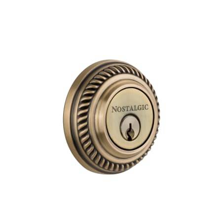 Nostalgic Warehouse Rope Solid Brass Double Cylinder Deadbolt with 2-3/8" Backset Antique Brass