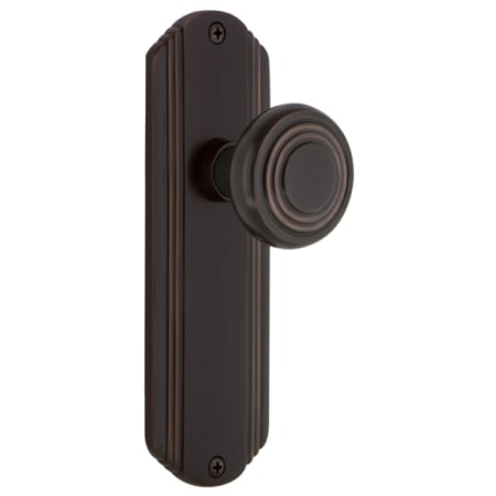 Nostalgic Warehouse Vintage Art Deco Solid Brass Privacy Door Knob Set with 2-3/8" Backset Timeless Bronze