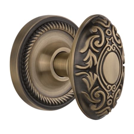 Nostalgic Warehouse Victorian Solid Brass Single Dummy Door Knob with Rope Rose Antique Brass