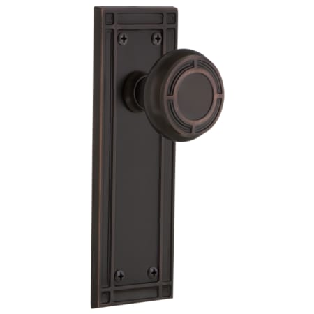 Nostalgic Warehouse Mission Solid Brass Privacy Door Knob Set with 2-3/8" Backset Timeless Bronze