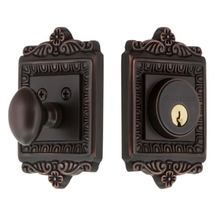 Nostalgic Warehouse Egg and Dart Solid Brass Single Cylinder Deadbolt with 2-3/8" Backset Timeless Bronze