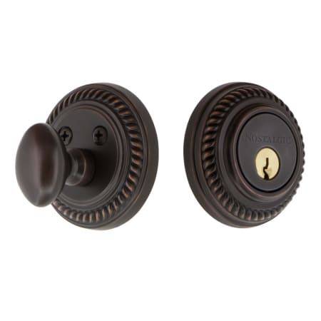 Nostalgic Warehouse Rope Solid Brass Single Cylinder Deadbolt with 2-3/8" Backset Timeless Bronze