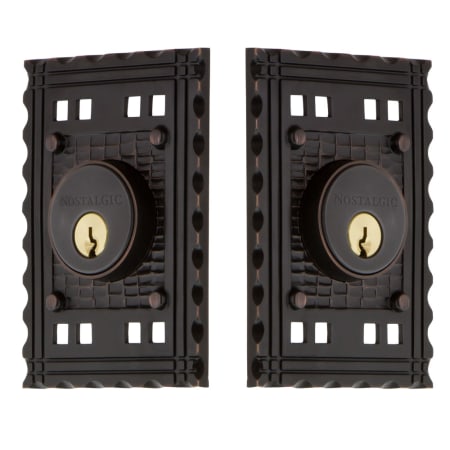 Nostalgic Warehouse Craftsman Solid Brass Double Cylinder Deadbolt with 2-3/8" Backset Timeless Bronze