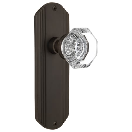 Nostalgic Warehouse Vintage Luxe Waldorf Lead Crystal Octagon Dummy Door Knob Set with Brass Art Deco Plate Oil-Rubbed Bronze