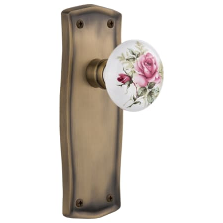 Nostalgic Warehouse Vintage Farmhouse Painted Rose Dummy Door Knob Set with Solid Brass Prairie Country Backplate Antique Brass