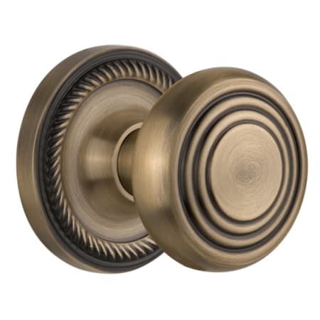 Nostalgic Warehouse Deco Solid Brass Single Dummy Door Knob with Rope Rose Antique Brass