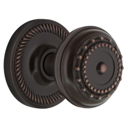Nostalgic Warehouse Meadows Solid Brass Passage Door Knob Set with Rope Rose and 2-3/8" Backset Timeless Bronze