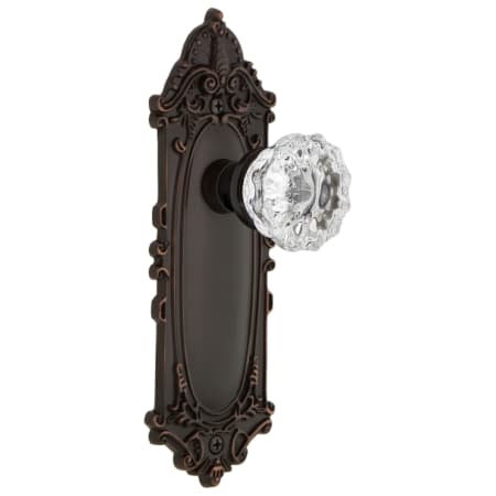Nostalgic Warehouse Crystal Solid Brass Privacy Door Knob Set with Victorian Rose and 2-3/8" Backset Timeless Bronze