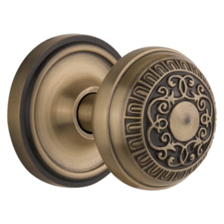 Nostalgic Warehouse Classic Renaissance Egg and Dart Solid Brass Passage Door Knob Set with Classic Rose Plate and 2-3/4" Backset Antique Brass