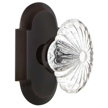 Nostalgic Warehouse Vintage Farmhouse Oval Fluted Crystal Flower Passage Door Knob Set with Solid Brass Cottage Style Plate and 2-3/4" Backset Timeless Bronze