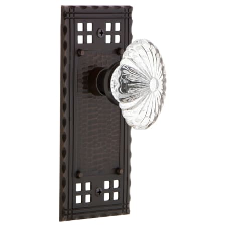 Nostalgic Warehouse Vintage Farmhouse Oval Egg Fluted Lead-Free Crystal Flower Passage Door Knob Set with Long Craftsman Plate and 2-3/4" Backset Timeless Bronze