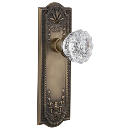 Nostalgic Warehouse Crystal Solid Brass Passage Door Knob Set with Meadows Rose and 2-3/4" Backset Antique Brass