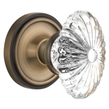 Nostalgic Warehouse Vintage Farmhouse Oval Egg Fluted Crystal Flower Single Dummy Door Knob with Solid Brass Classic Rose Plate Antique Brass