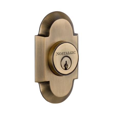 Nostalgic Warehouse Cottage Solid Brass Double Cylinder Deadbolt with 2-3/8" Backset Antique Brass