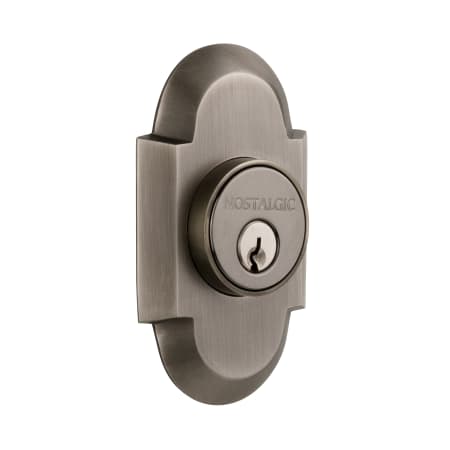 Nostalgic Warehouse Cottage Solid Brass Double Cylinder Deadbolt with 2-3/8" Backset Antique Pewter