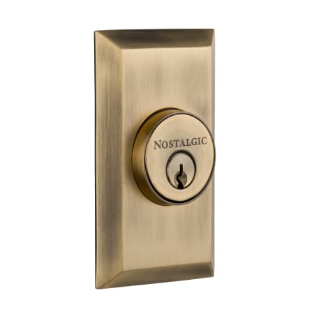 Nostalgic Warehouse Studio Solid Brass Double Cylinder Deadbolt with 2-3/8" Backset Antique Brass