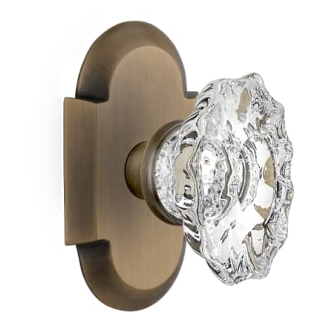 Nostalgic Warehouse Vintage Chateau Fluted Crystal Single Dummy Door Knob with Solid Brass Cottage Style Plate Antique Brass