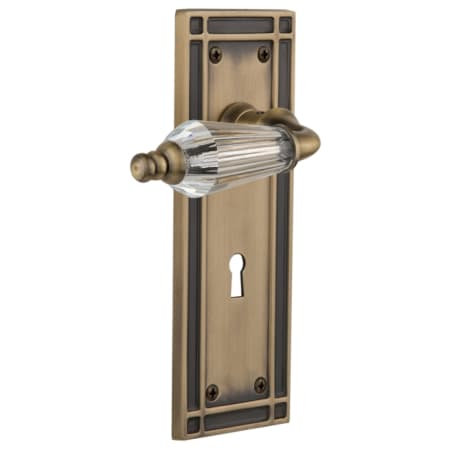 Nostalgic Warehouse Parlor Solid Brass Single Dummy Lever with Mission Rose and Keyhole Antique Brass