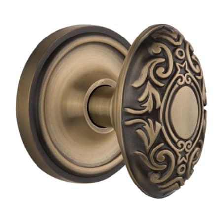 Nostalgic Warehouse Old World Victorian Oval Solid Brass Privacy Door Knob Set with Classic Rose Plate and 2-3/4" Backset Antique Brass