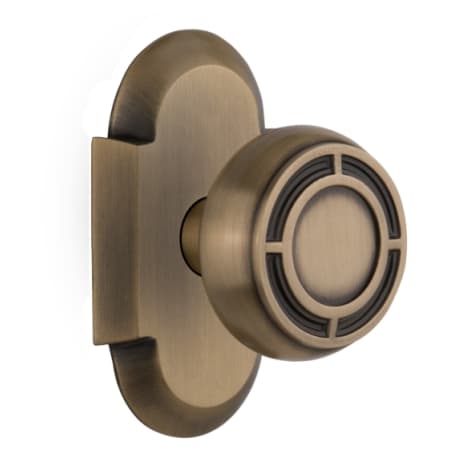 Nostalgic Warehouse Vintage Mission Solid Brass Privacy Door Knob Set with Cottage Style Plate and 2-3/4" Backset Antique Brass