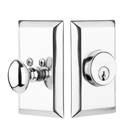 Nostalgic Warehouse Studio Solid Brass Single Cylinder Deadbolt with 2-3/8" Backset Bright Chrome