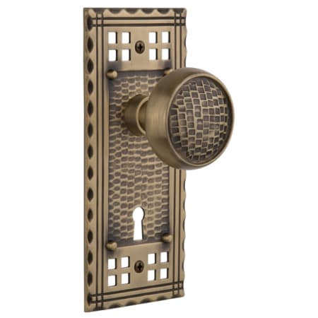 Nostalgic Warehouse Vintage Craftsman Solid Brass Dummy Door Knob Set with Keyhole Antique Brass
