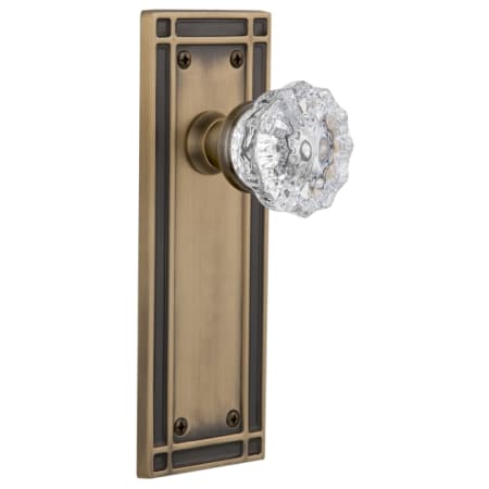 Nostalgic Warehouse Vintage Fluted Crystal Single Dummy Door Knob with Solid Brass Mission Style Back Plate Antique Brass