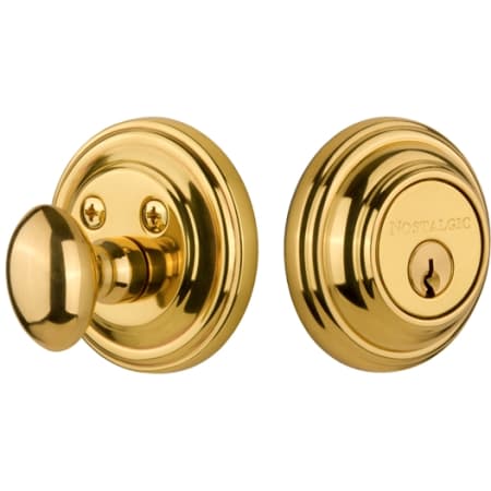 Nostalgic Warehouse Classic Solid Brass Single Cylinder Deadbolt with 2-3/4" Backset Unlacquered Brass