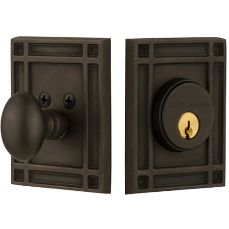 Nostalgic Warehouse Mission Solid Brass Single Cylinder Deadbolt with 2-3/4" Backset Oil-Rubbed Bronze