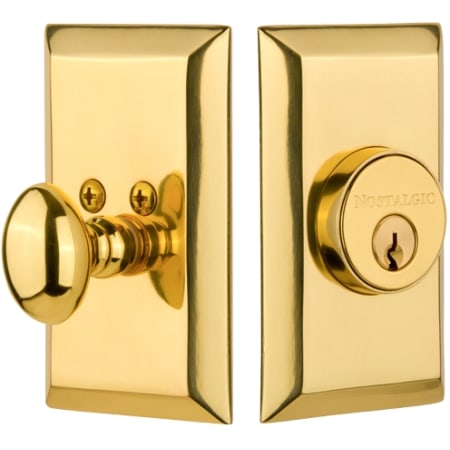 Nostalgic Warehouse Studio Solid Brass Single Cylinder Deadbolt with 2-3/4" Backset Polished Brass